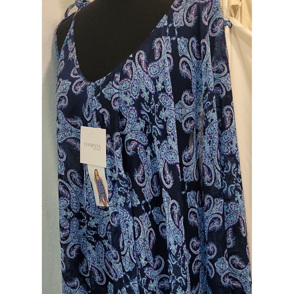 NWT Ellen Tracy Co. XL Navy Blue Halter Dress Paisley Sheer Swimsuit CoverUp - Picture 10 of 13